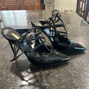 Guess Black Patent Strappy Heels